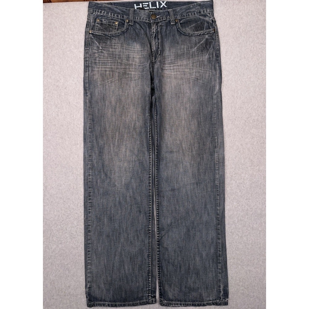 Vintage‎ Y2K Helix Loose Straight Jeans Men's 38x34 Wide Leg Baggy Skater Grunge